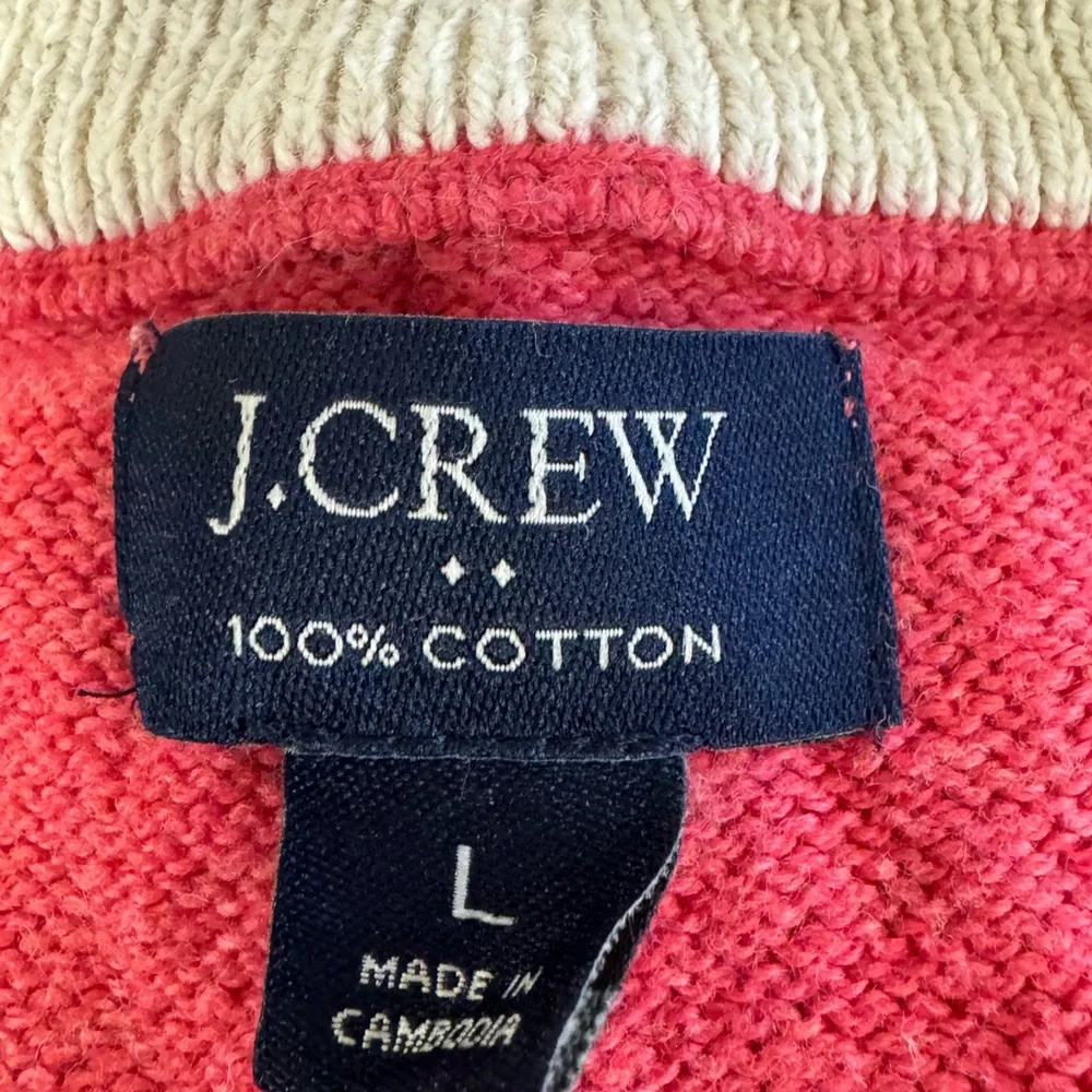 J. Crew mens 1/4 zip pullover Sweater large salmon color 💯 cotton